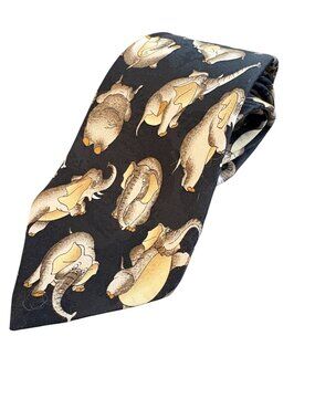 Neck Tie Peacock Silk Dimoda Handmade Whimsical Elephant Design